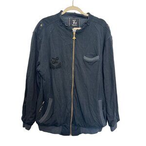 LRG Roots & Equipment Track Jacket Mens XL Black Casual Lightweight Full Zip Emb